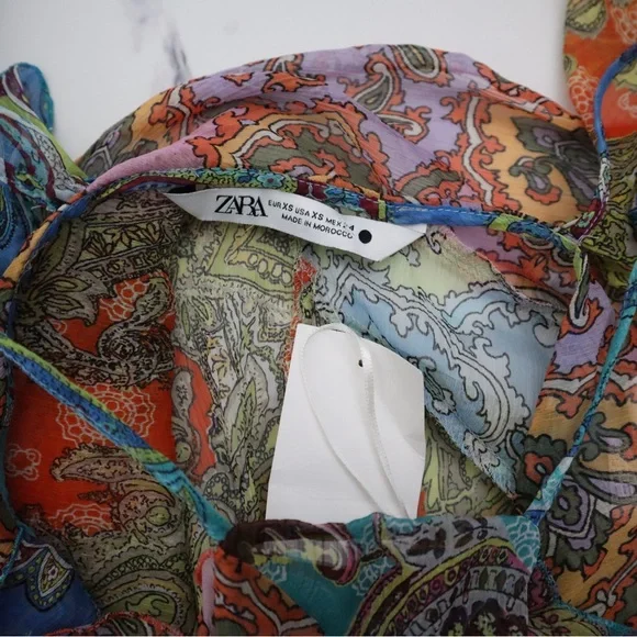 Zara Ruffled Paisley Patchwork Blouse - Picture 6 of 7